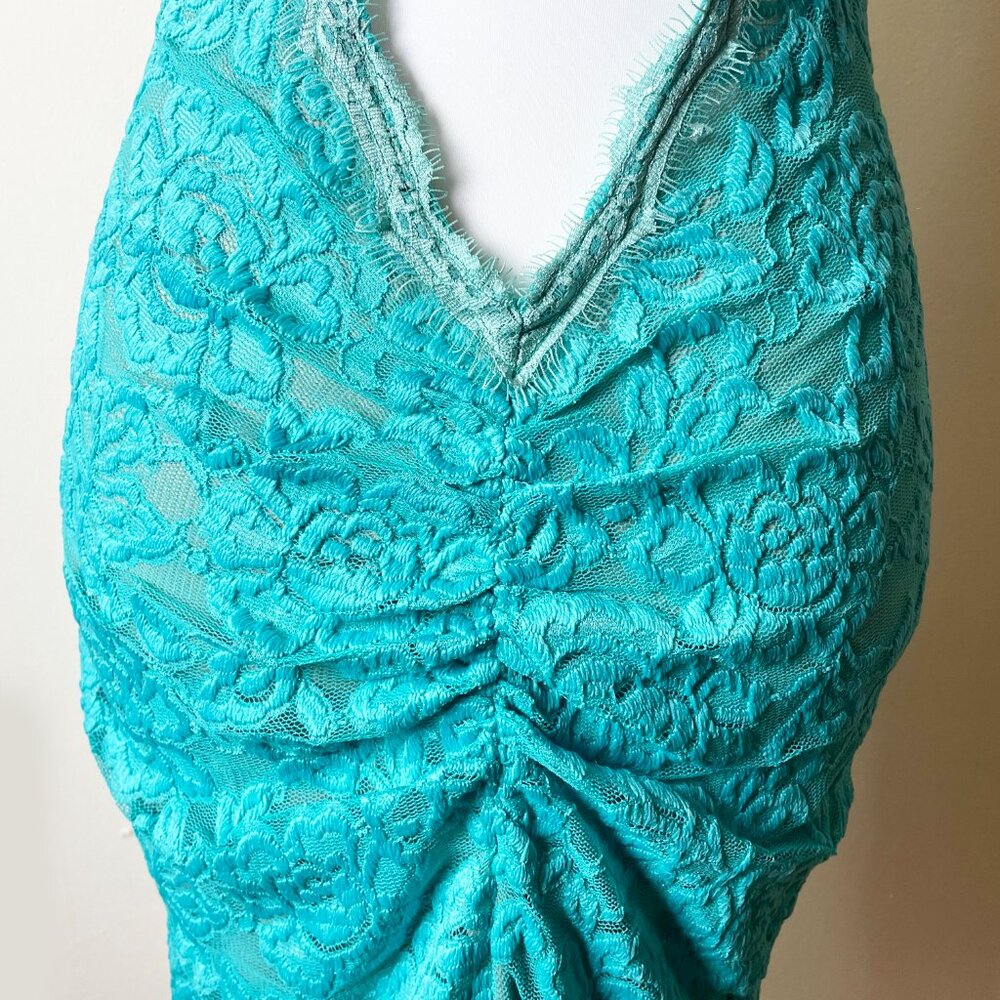 Hot Miami Styles Sexy Teal Lace Dress | Padded Bra Open Back | Size M - Picture 7 of 14